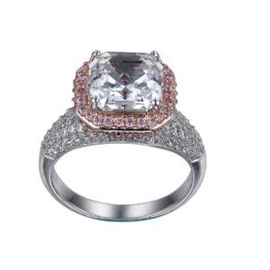 Size 8 1/2  womens fashion ring - Elle Bliss Collection - Cushion cut pink ring